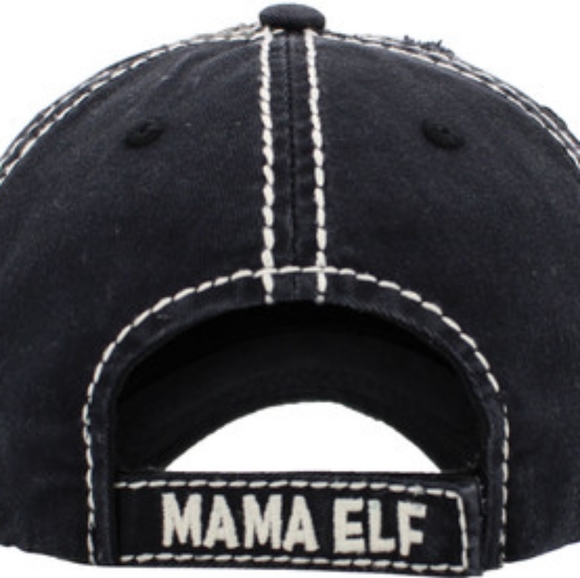 MAMA ELF Distressed Baseball Cap with a Vintage Look NEW Holiday Christmas - Picture 3 of 3